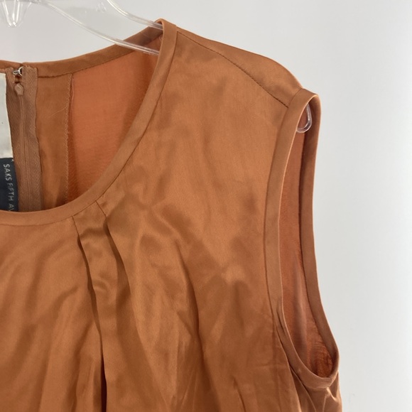 Italy made Silk Sak’s Fifth Ave Sleeveless Blouse Petites Sz 10 Copper color A1 - Picture 3 of 9